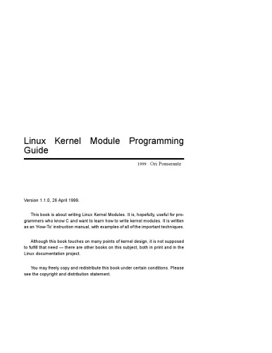 خرید و دانلود نسخه کامل کتاب Linux Kernel Module Programming Guide