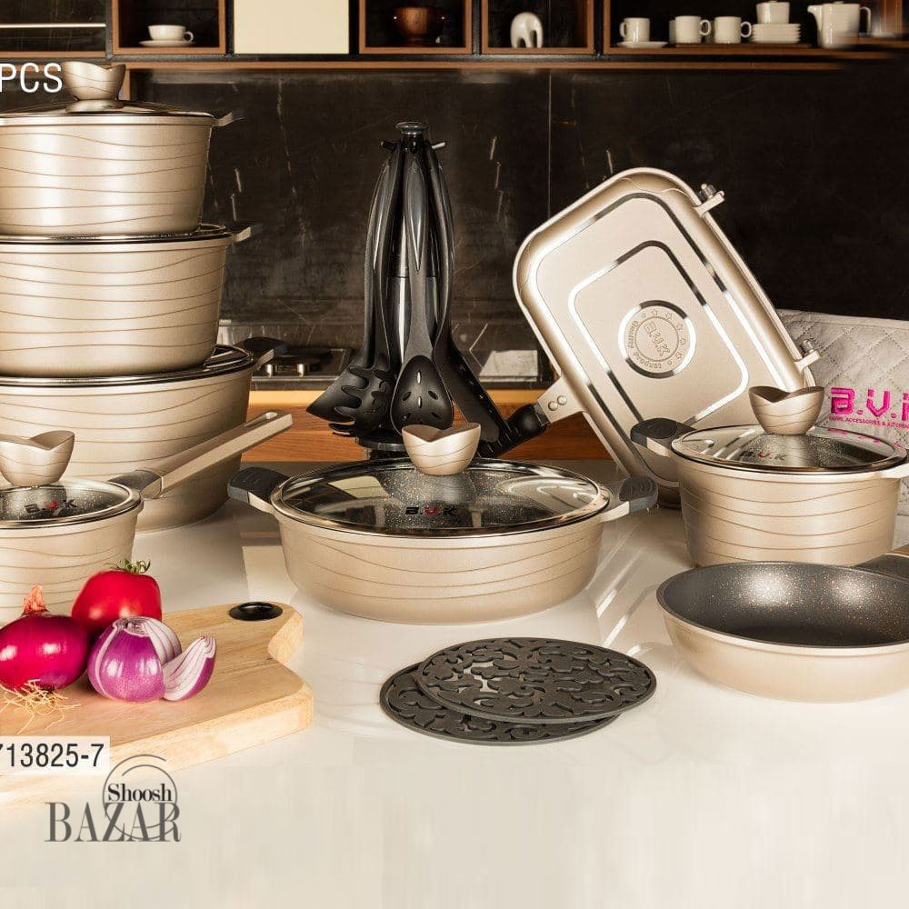 سرویس قابلمه 25 پارچه بی وی کی رنگ بژ