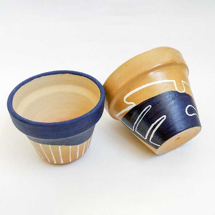 گلدان سفالی مدل برگ انجیری بسته 2 عددی