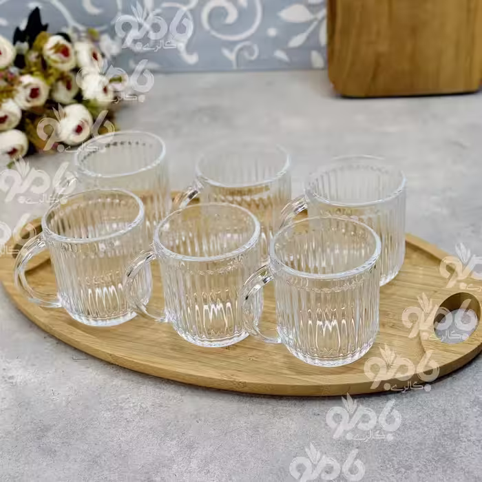 لیوان شیشه ای دسته دار یلدا 6عددی