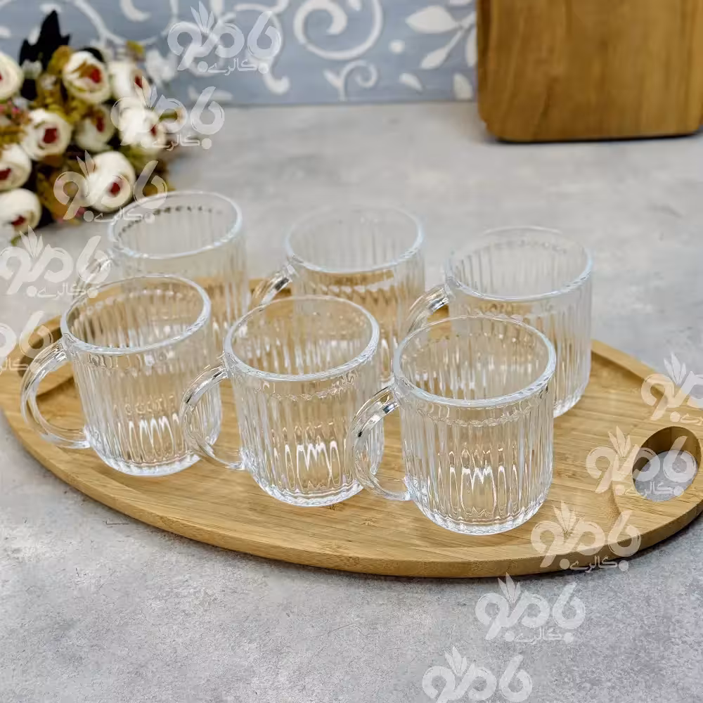 لیوان شیشه ای دسته دار یلدا 6عددی