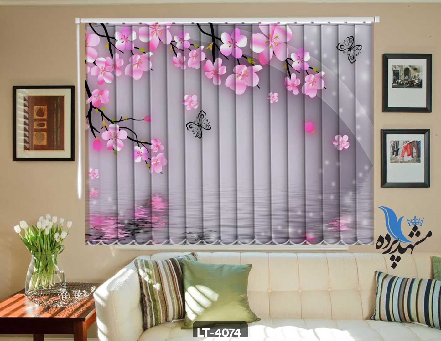 پرده لوردراپه تصویری گل LT4074