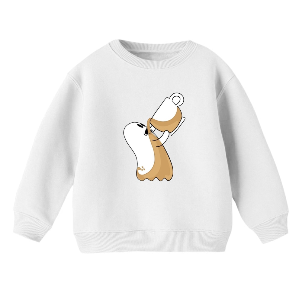 سویشرت بچگانه مدل روح و قهوه رنگ سفید