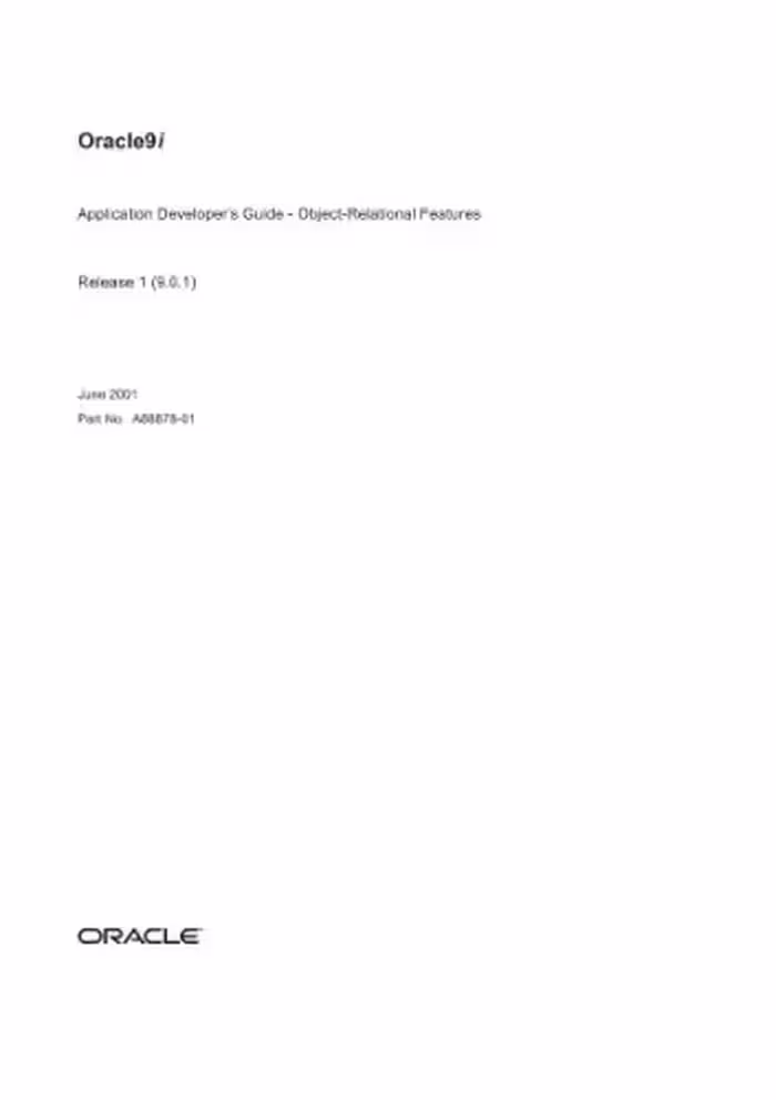 خرید و دانلود نسخه کامل کتاب Oracle9i Application Developer's Guide - Object-Relational Features (Part No A88878-01) (Release 1(9 0 1)) (2001)