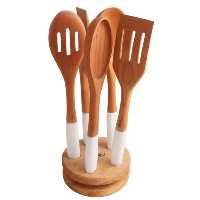 ست کفگیر ملاقه چوبی سیلیکونی ریور سفید 8492