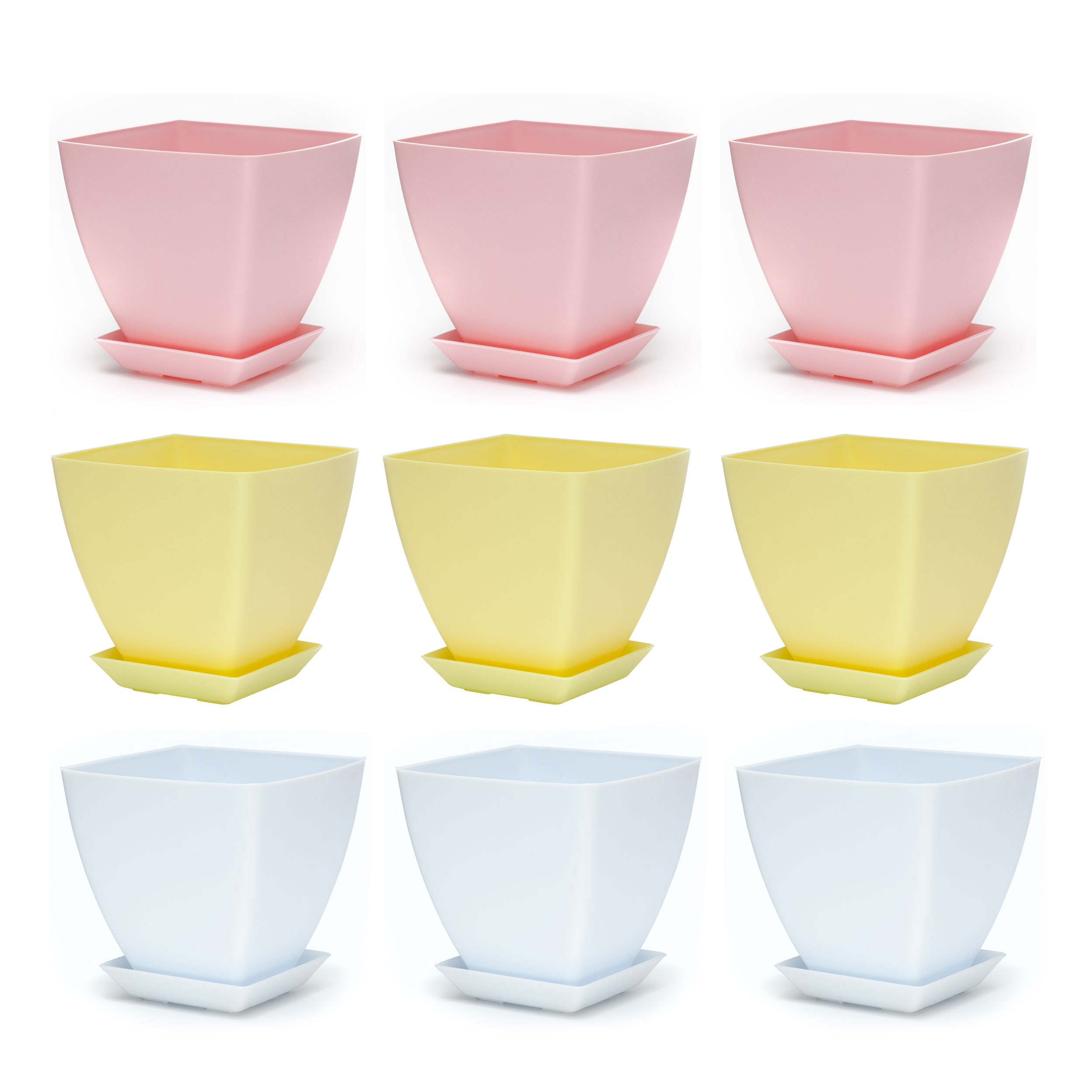 گلدان گل آذین مدل پلاستیکی مربع کد A4 مجموعه 9 عددی