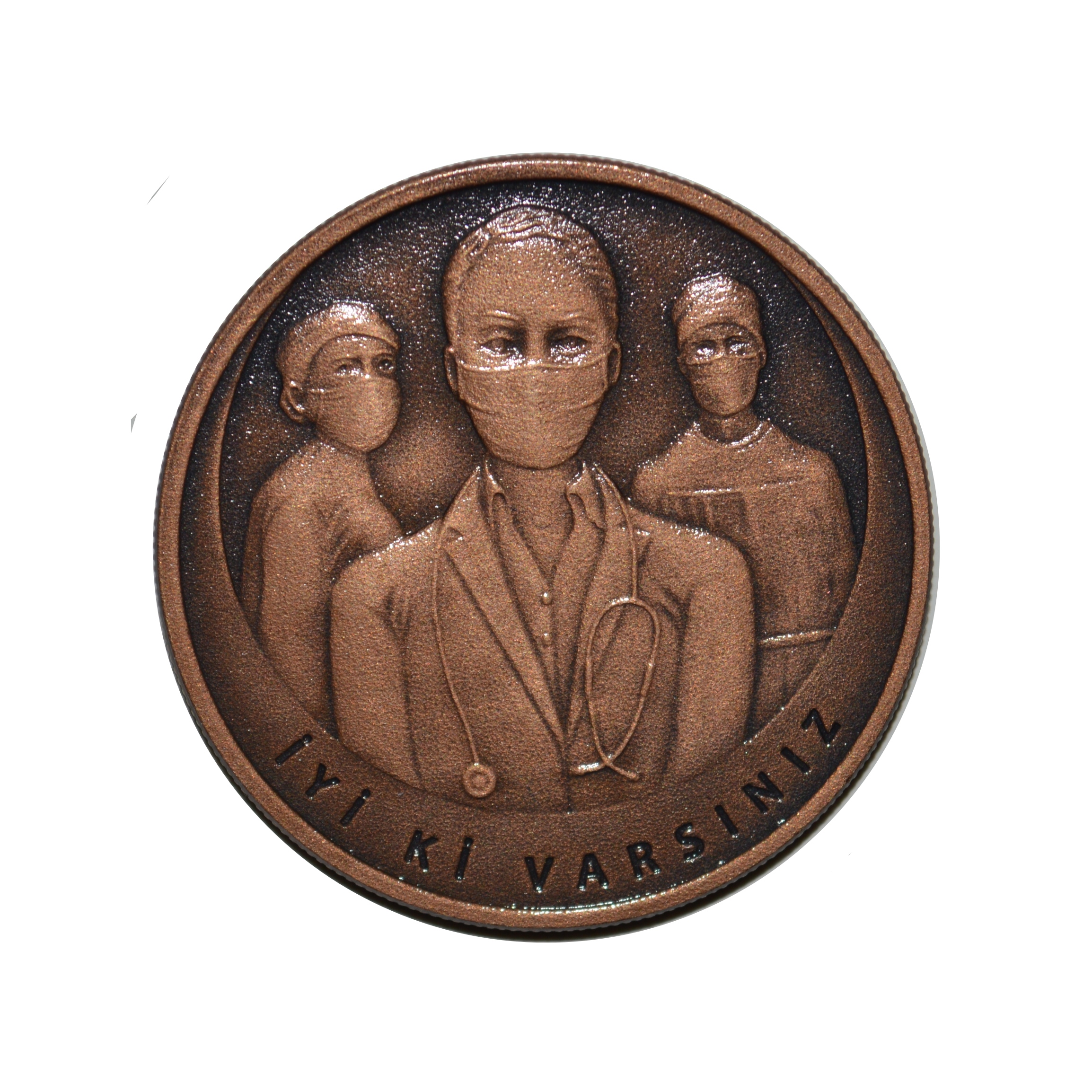 سکه تزیینی طرح کشور ترکیه مدل 2/5لیر یادبود مبارزه با کرونا 2022 میلادی