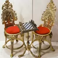 ست صندلی و میزپایه دار شطرنج ایستاده برنزی لاکچری