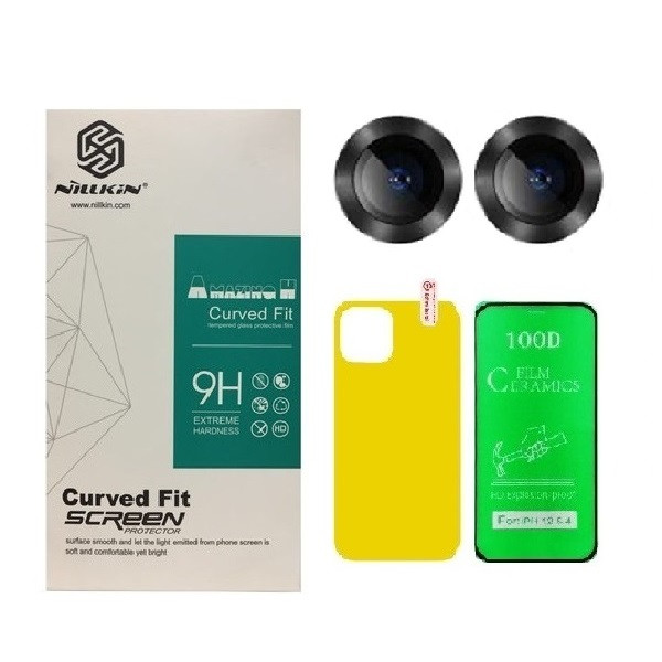 محافظ صفحه نمایش سرامیکی مدل 2CRN مناسب برای گوشی موبایل اپل iPhone 13 mini به همراه محافظ پشت گوشی و محافظ لنز دوربین | کالا برتری