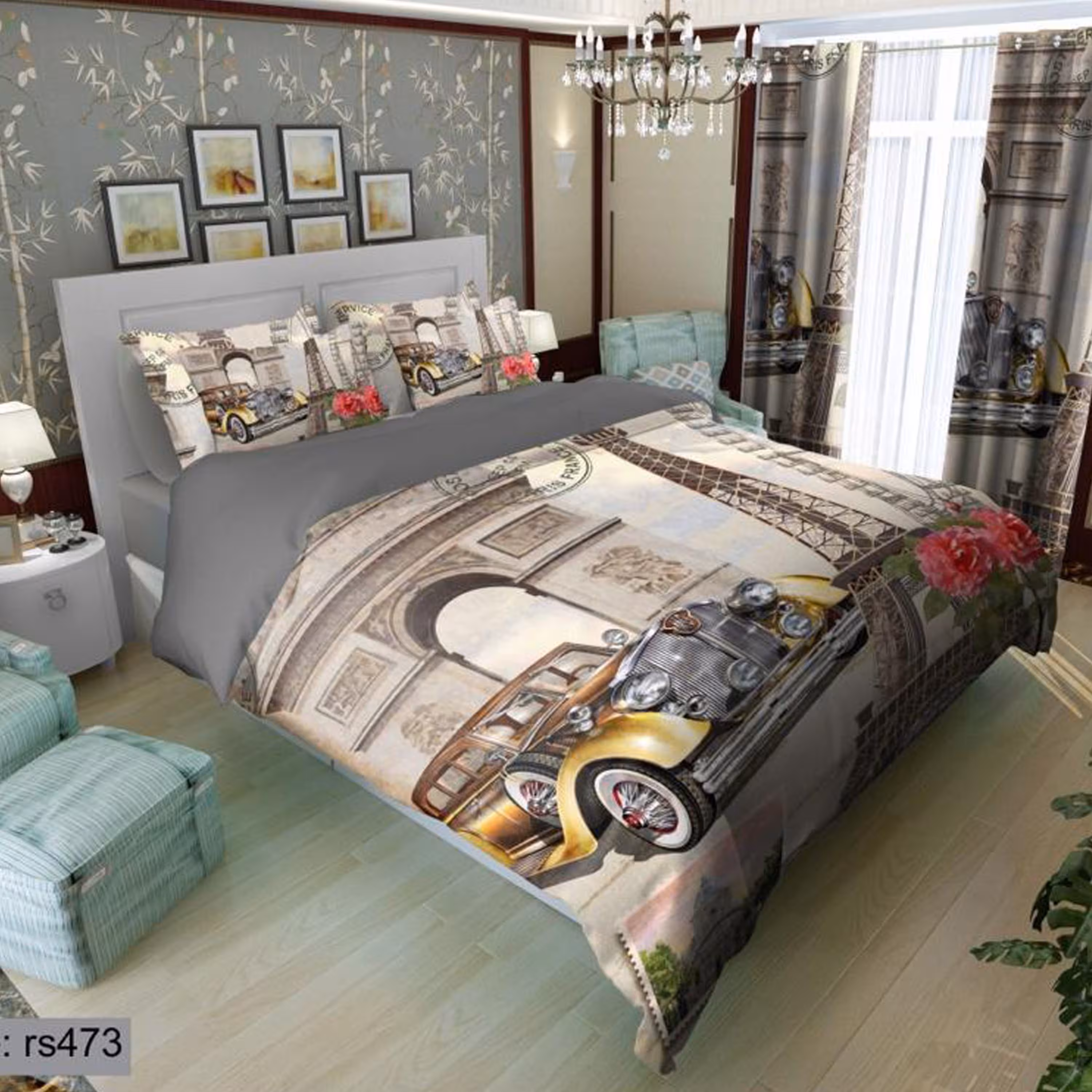 سرویس روتختی 1 نفره تنسل چاپی برندترک لند (Turk Land)  کد rs 473