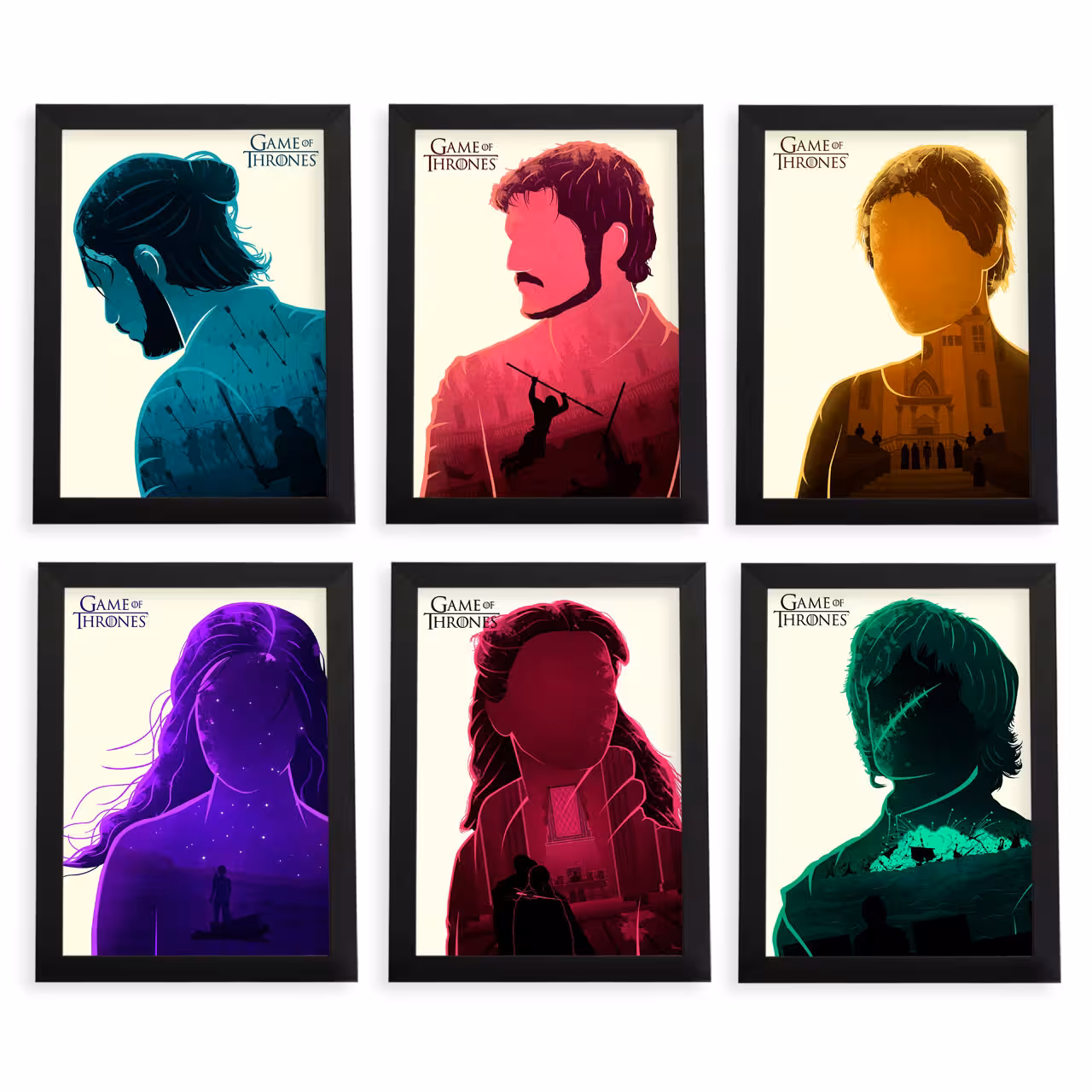 تابلو گالری چی چاپ طرح بازی تاج و تخت مجموعه 6 عددی