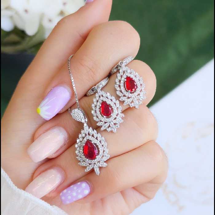 نیم ست جواهراتی تمام نقره 