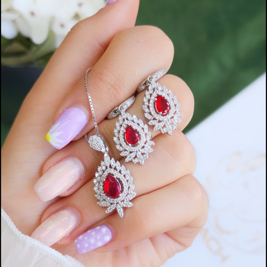 نیم ست جواهراتی تمام نقره 