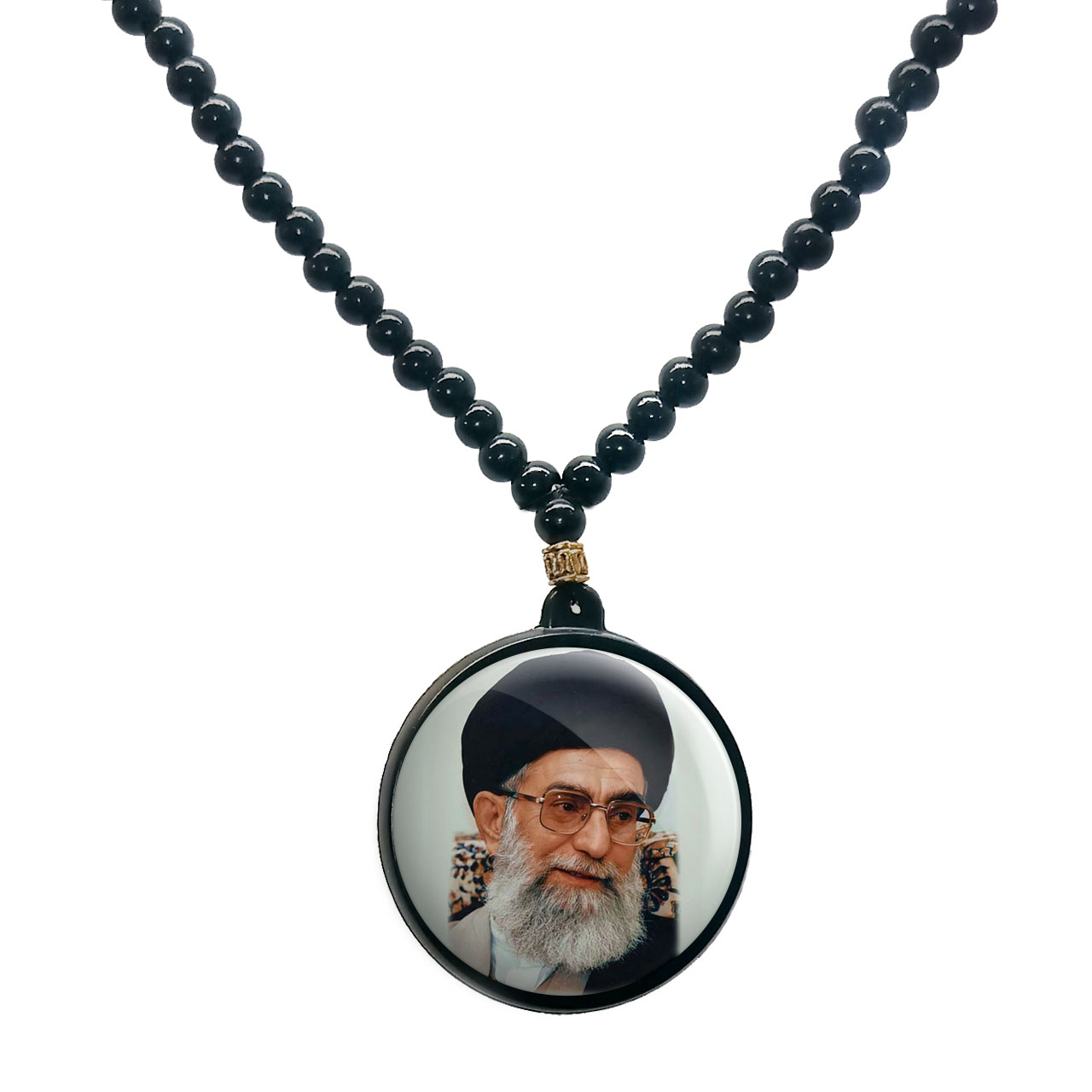 گردنبند پرمانه طرح تصویر آیت الله خامنه ای کد pmd.7334مدل دو طرفه