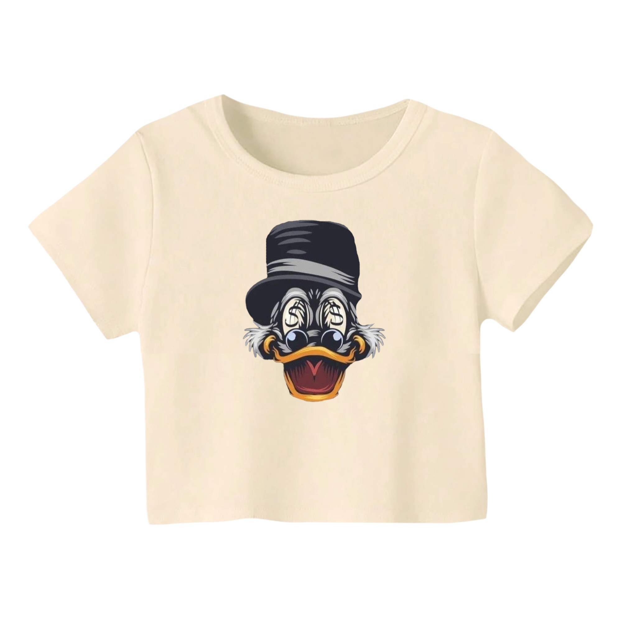 کراپ تیشرت آستین کوتاه زنانه مدل اردک کد 3 رنگ کرم