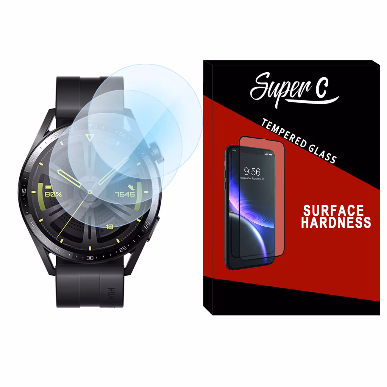 محافظ صفحه نمایش شیشه ای سوپرسی مدل SH-SC مناسب برای ساعت هوشمند هوآوی Watch GT3 46mm بسته سه عددی