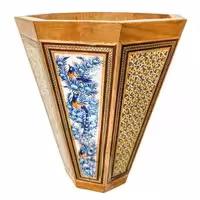 سطل خاتم کاری مدل نقاشی طرح گل و مرغ برجسته کد bl3