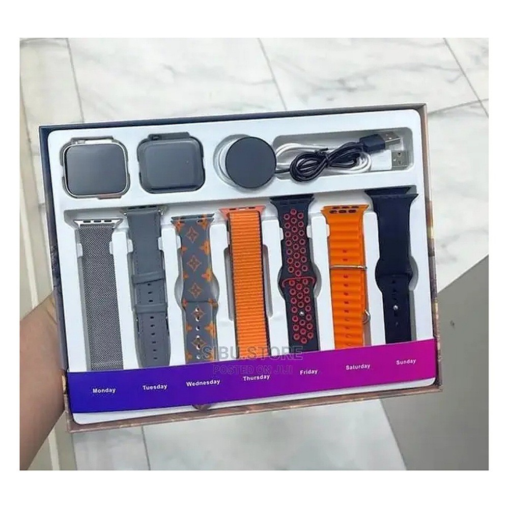 پک هدیه ساعت هوشمند wt8 ultra max دو عدد ساعت هوشمند به همراه 7 عدد بند