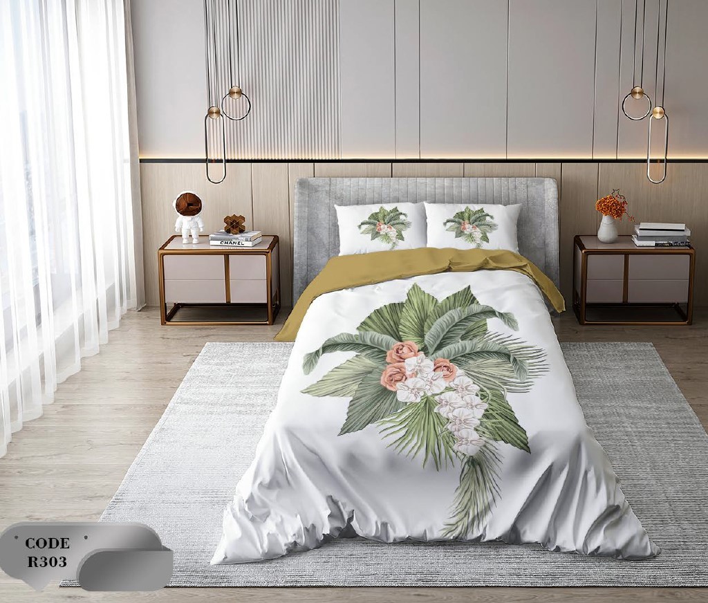 سرویس روتختی 1 نفره 4 تکه ابعاد 1.65 ×2.35 کشدار ضد حساسیت و عرق کد R303 | ست خواب و ست روتختی