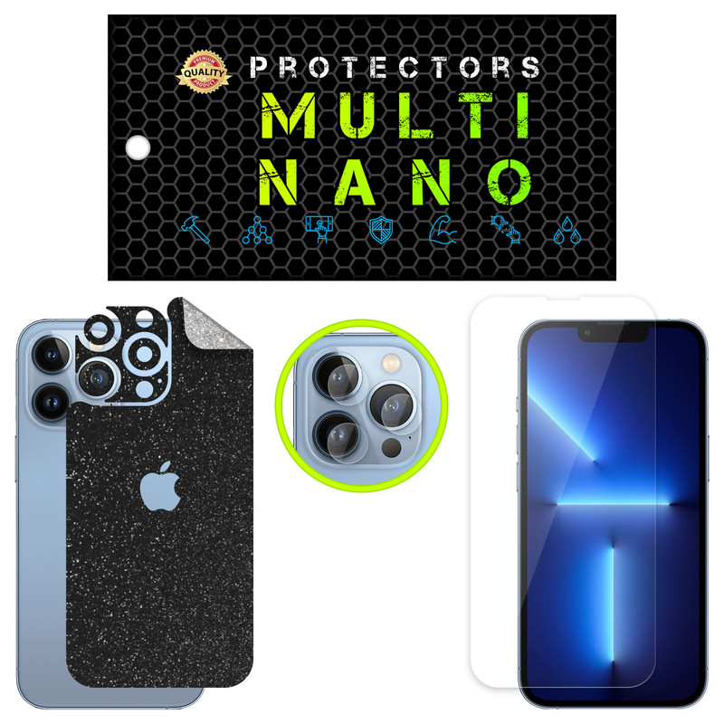 محافظ صفحه نمایش مولتی نانو مدل X-SLFG مناسب برای گوشی موبایل اپل iPhone 13 Pro به همراه برچسب پوششی پشت و محافظ لنز دوربین | کالا برتری