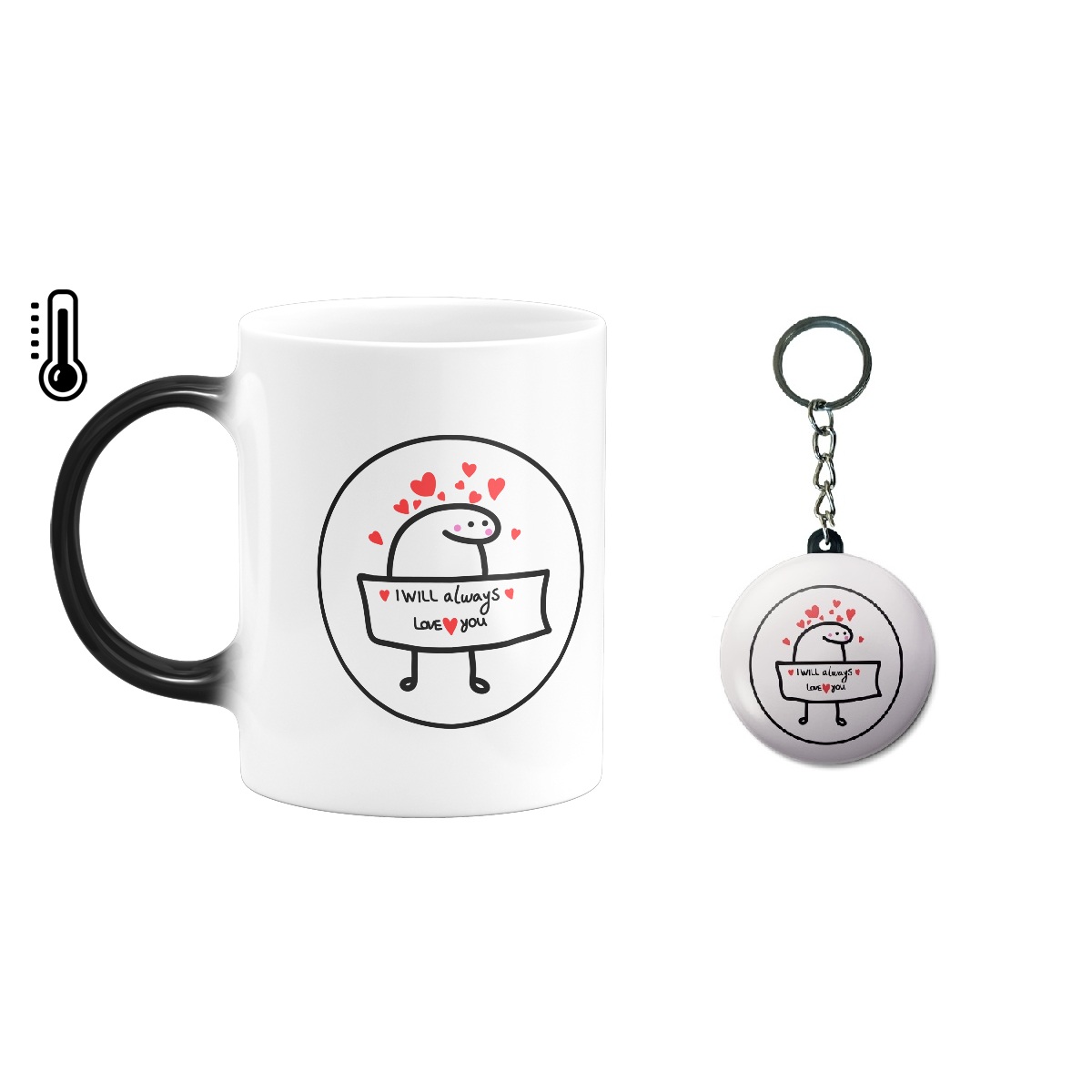 ماگ حرارتی طرح عشق کد 37 به همراه جاکلیدی