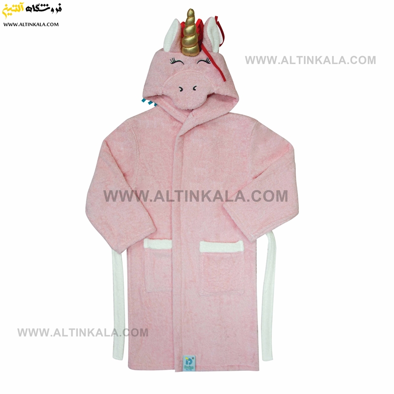 حوله پالتویی کودک پودایران طرح یونیکورن صورتی سایز 70
