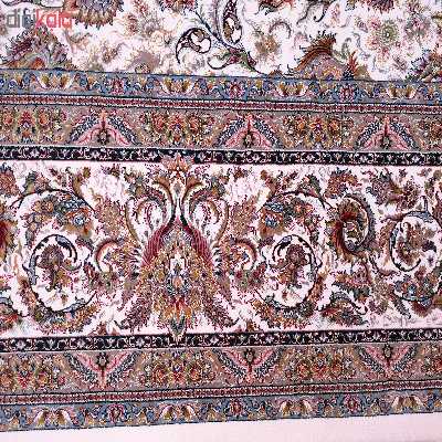 فرش ماشینی زمرد مشهد طرح افشان 45000 زمینه کرم