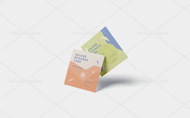 طرح موکاپ کارت ویزیت مربعی | گرافیک با طعم تربچه