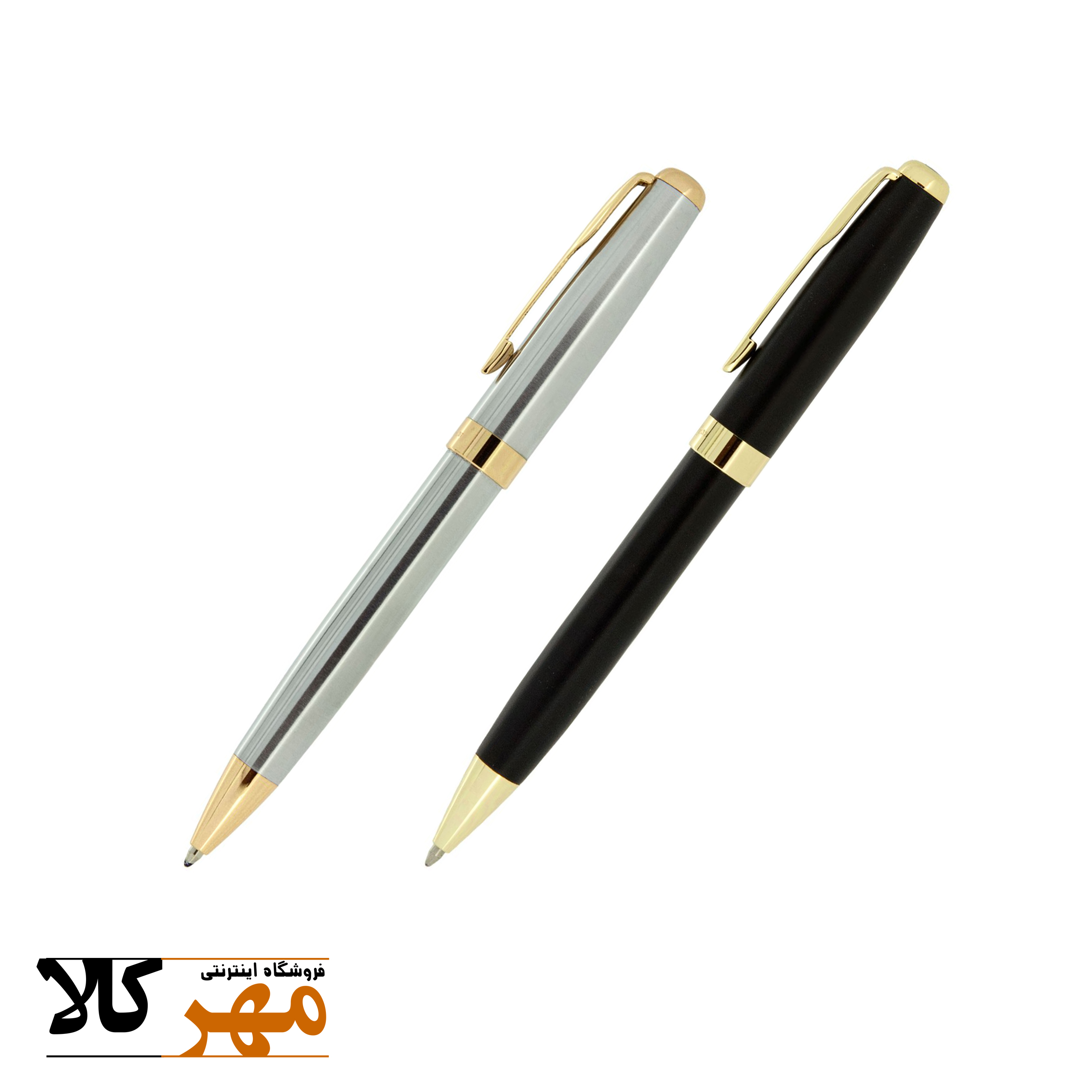 قلم خودکار تک رنگ مشکی و استیل گیره زرد مدل MELODY 37