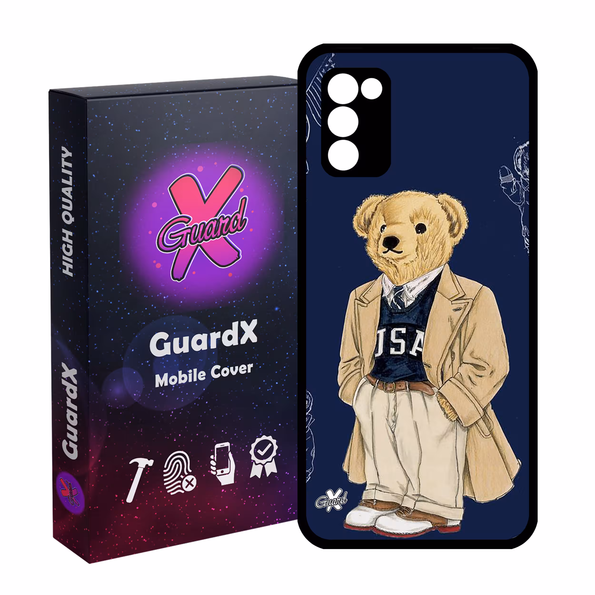 کاور گارد ایکس طرح خرس مدل Glass10427 مناسب برای گوشی موبایل سامسونگ Galaxy A03S/A02S/M02S/F02S