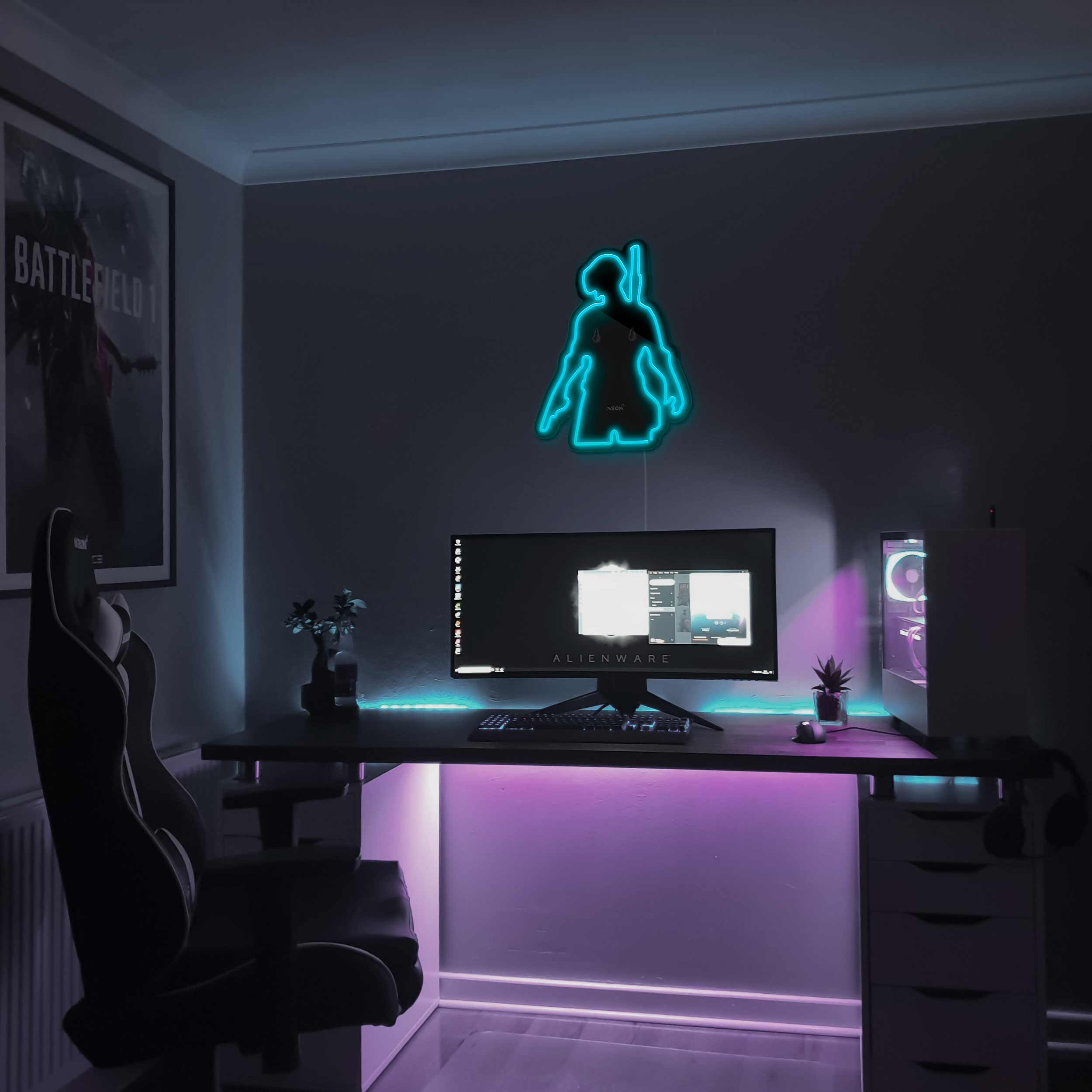 چراغ دیواری نئون دیزاین طرح Pubg-BL_TBL