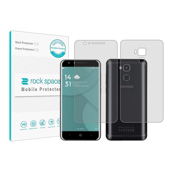 گلس محافظ صفحه نمایش و پشت گوشی دوجی Y6 مدل نانو هیدروژل شفاف برند راک اسپیس کد SS