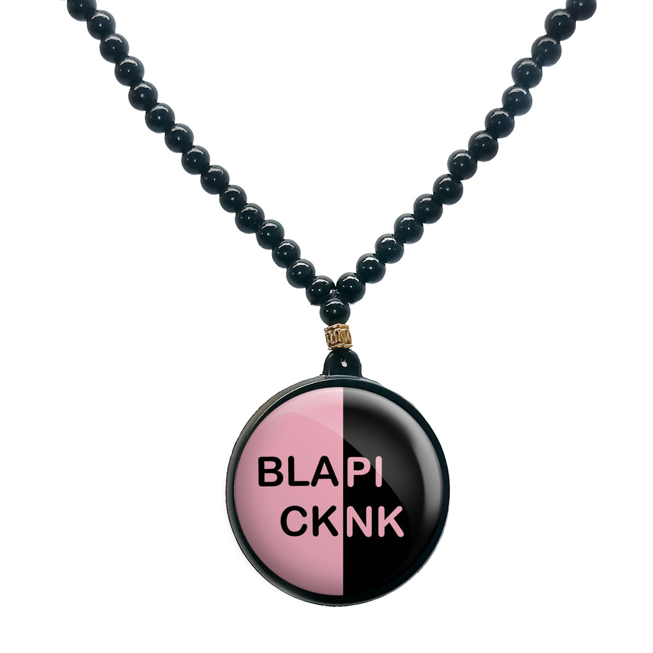گردنبند پرمانه طرح بلک پینک کد pmd.769 مدل دو طرفه