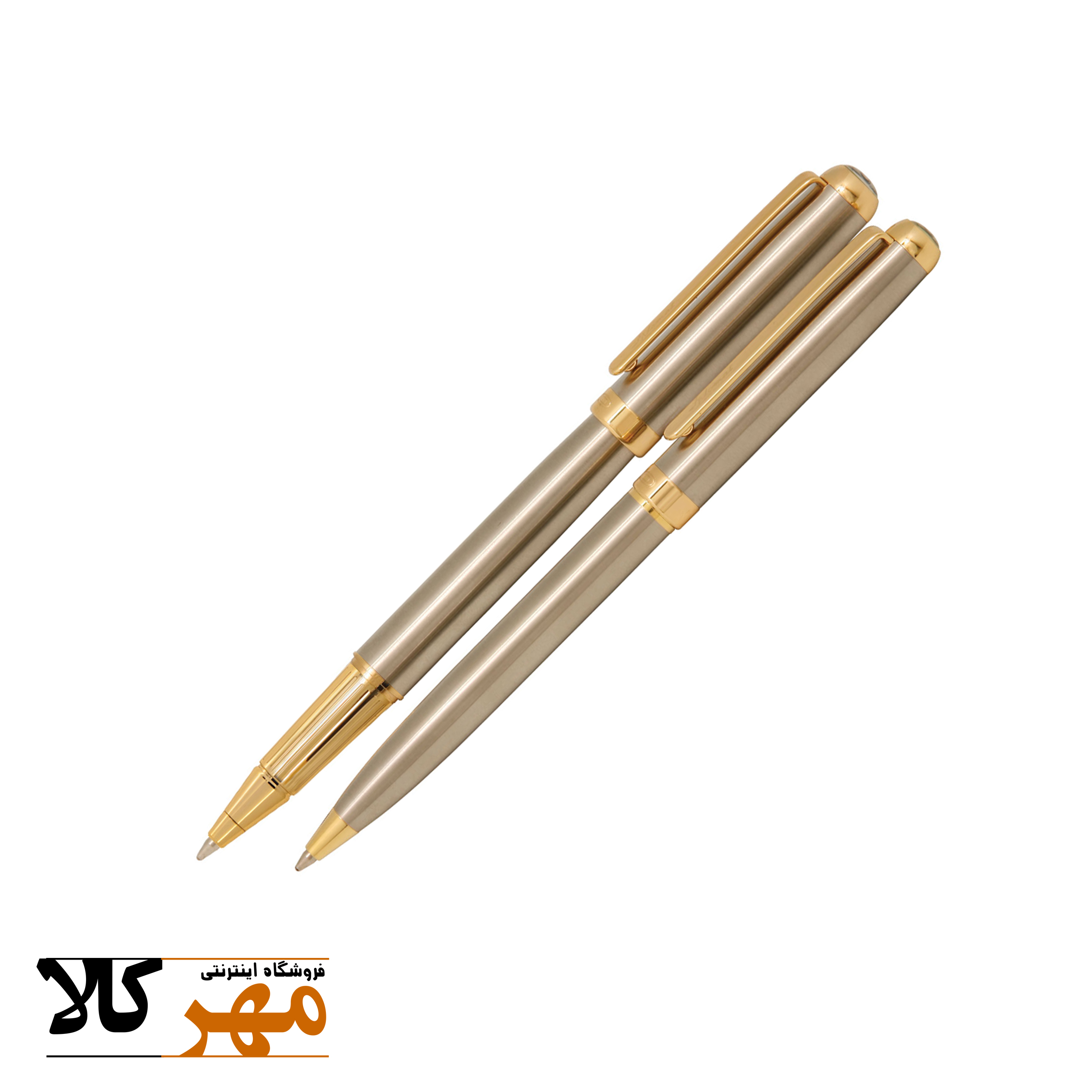 قلم ست خودکار و روان نویس استیل گیره زرد IPLOMAT مدل LORD