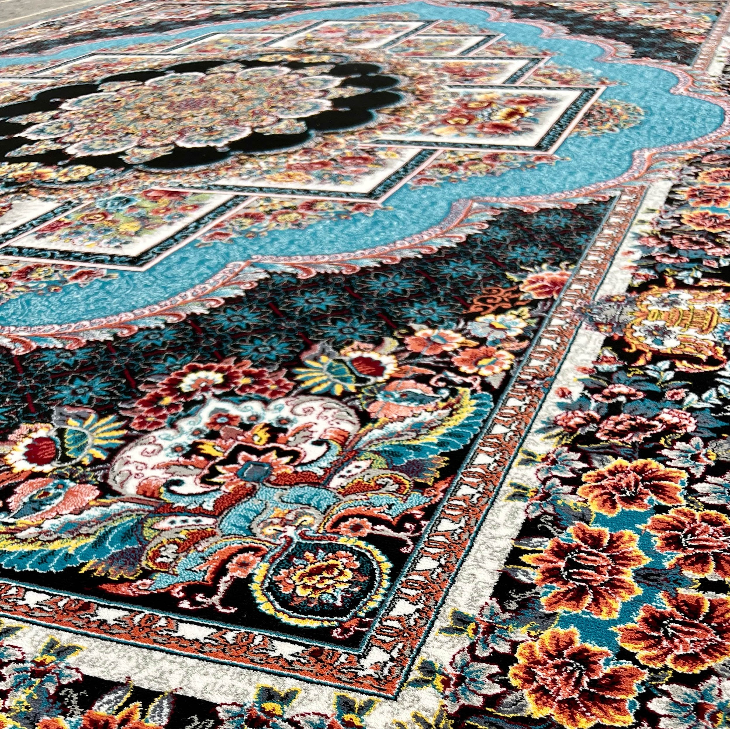 فرش ماشینی 700 شانه ناردون ابی 