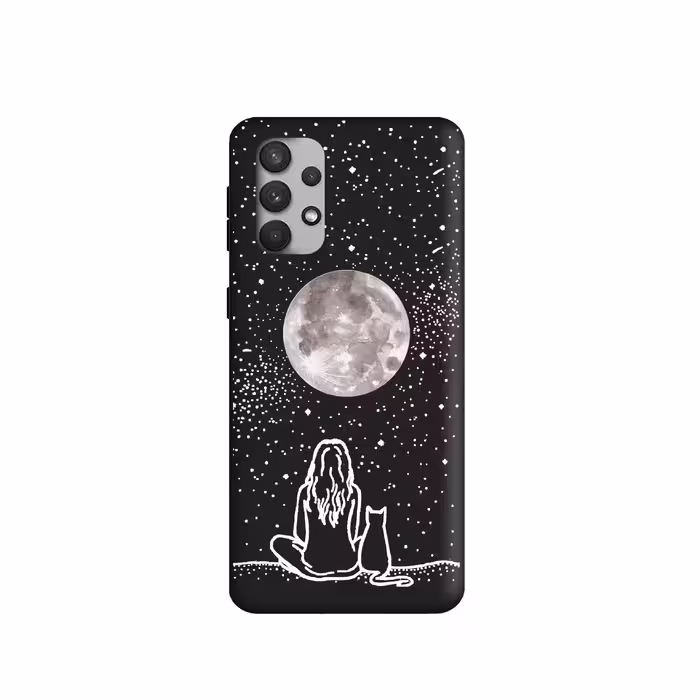 کاور طرح دختر و گربه کد 1335 مناسب برای گوشی موبایل سامسونگ Galaxy A13 4G