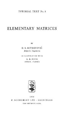 خرید و دانلود نسخه کامل کتاب Elementary matrices