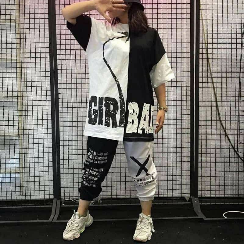 ست تیشرت لانگ و شلوار مدل bad girl