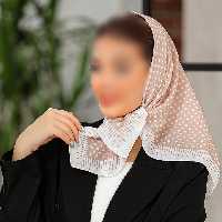 مینی اسکارف (باندانا) طرح خال خالی حاشیه سفید رنگ نسکافه ای روشن  ارسال رایگان 