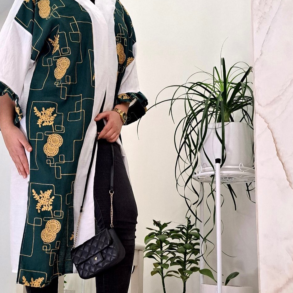 مانتو بهاره کار خاص و بسیار شیک فیری سایز