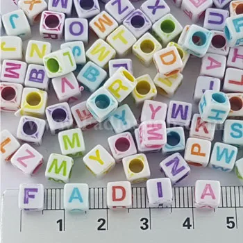 مهره مربع حروف سفید رنگی کوچک