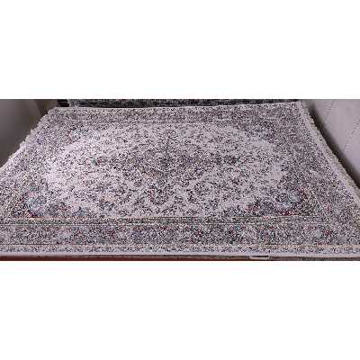 فرش ماشینی زمرد مشهد مدل 55000 زمینه کرم