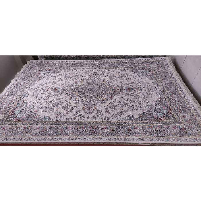 فرش ماشینی زمرد مشهد مدل 55000 زمینه کرم