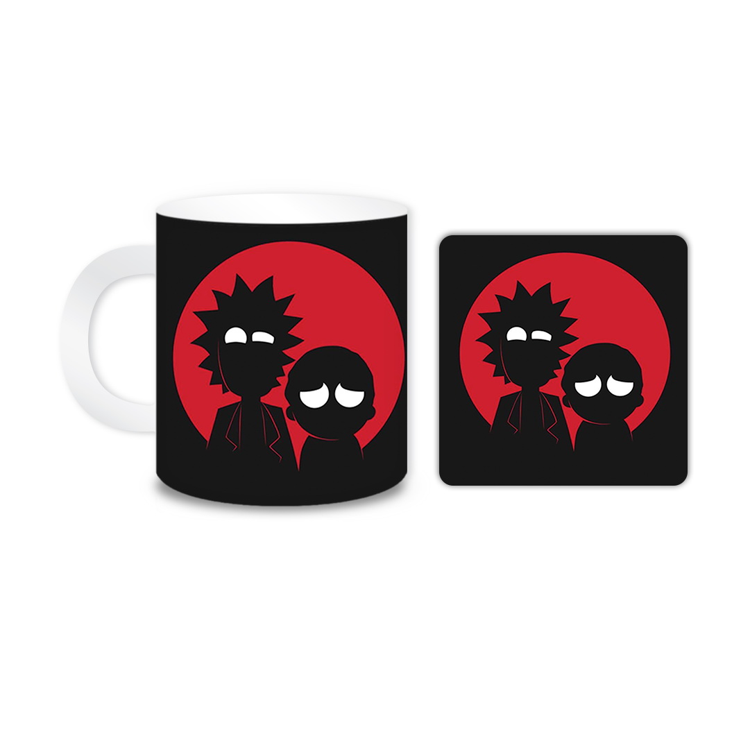 ماگ مدل ریک و مورتی کد 546 به همراه زیر لیوانی