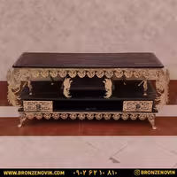 میز تلویزیون برنز مدل گل رز بزرگ طاووس دار طول 140 کد 9507