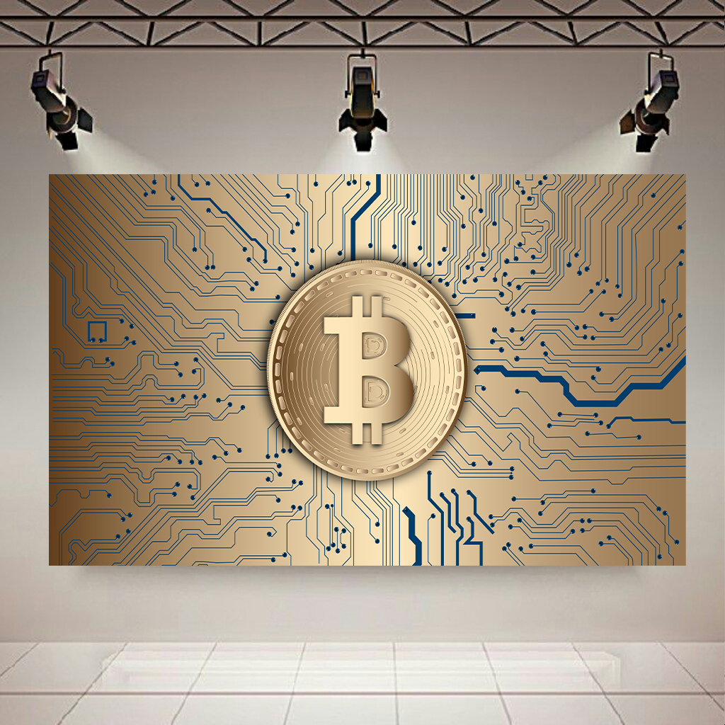 تابلو بوم طرح بیت کوین مدل Digital Bitcoin کد PD3810