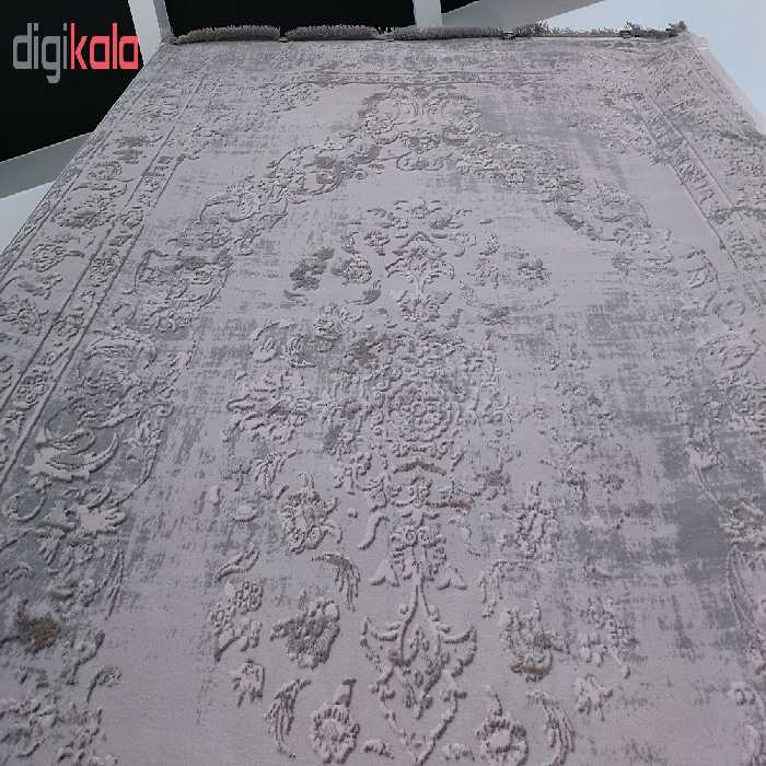 فرش ماشینی زمرد مشهد طرح پتینه کد TA105 زمینه طوسی