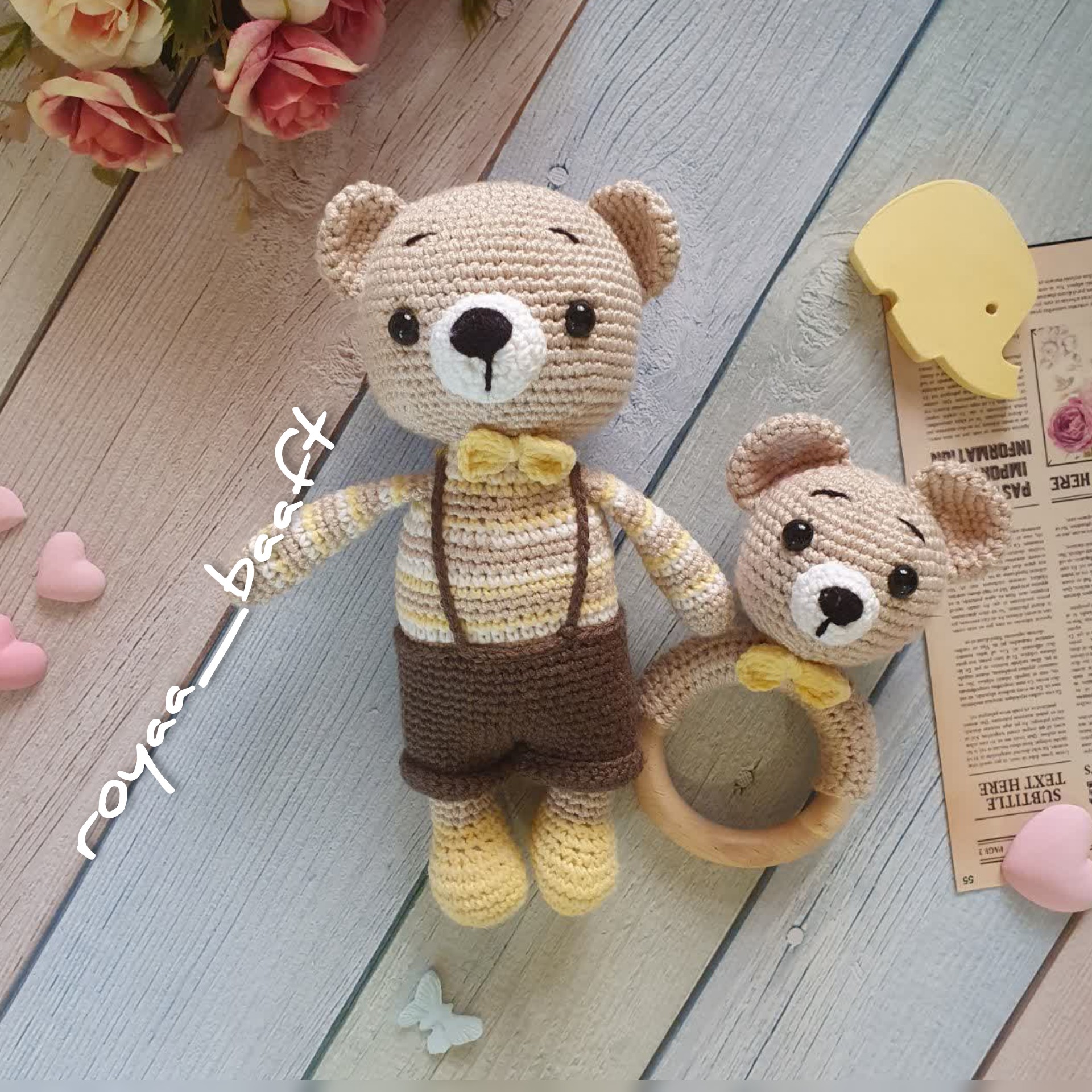 عروسک بافتنی خرسی و جغجغه خرسی کاموا ترک مناسب نوزاد و کودک فروخته شده برای سفارش رنگ دلخواهتون قسمت گفتگو پیام دهید
