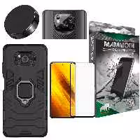 کاور ماموت مدل M-GHB-BNDL مناسب برای گوشی موبایل شیائومی Poco X3 به همراه محافظ صفحه نمایش و محافظ لنز و پایه نگهدارنده آهنربایی