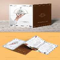 طرح لایه باز منوی رستوران تاشو دو طرفه | گرافیک با طعم تربچه